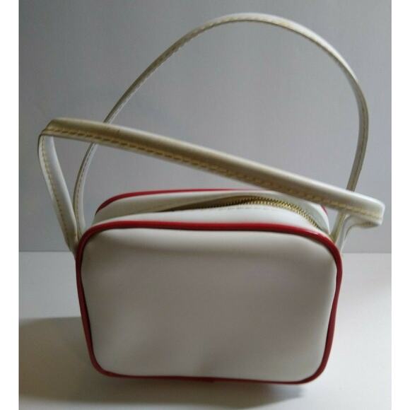 Childs Zebra Handbag Vinyl Strap Purse Bag Vintage NOS White Red Retro Fashion - Picture 3 of 10